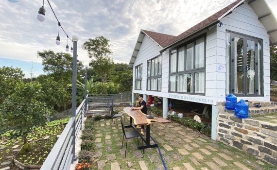 RÈM VẢI SU 2 LỚP TẠI CHUỖI NHÀ SINH THÁI TP LONG KHÁNH