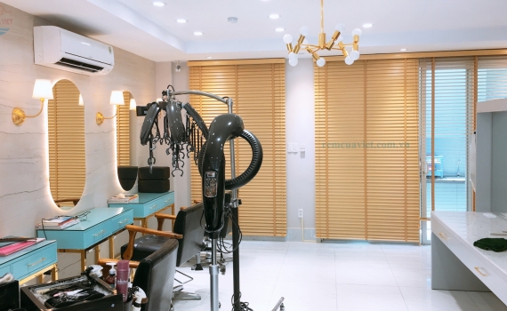 RÈM GỖ VÀ RÈM VẢI SALON MR KIM HÀN QUỐC TẠI LANDMARK 6